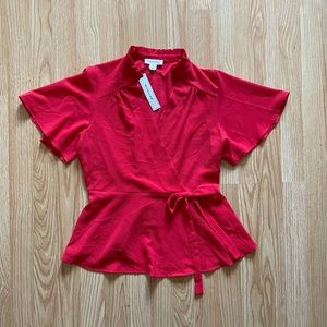 Monteau Red Peplum Top Sz XL